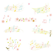 Colorful Musical Notes With Spring Flowers