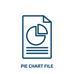 Poster - pie chart file icon from business collection. Thin linear pie chart file, analysis, report outline icon isolated on white background. Line vector pie chart file sign, symbol for web and mobile