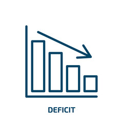 Poster - deficit icon from business collection. Thin linear deficit, financial, finance outline icon isolated on white background. Line vector deficit sign, symbol for web and mobile