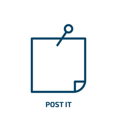 Poster - post it icon from business collection. thin linear post it, post, communication outline icon isolate