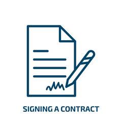 Poster - signing a contract icon from business collection. thin linear signing a contract, contract, document