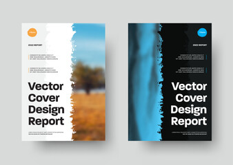 Poster - Vector cover template for report, book, brochure or flyer with grunge elements and place for photo.