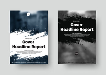 Poster - Vector cover design for report, book, brochure or flyer with grunge elements and place for photo.