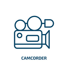 Poster - camcorder icon from blogger and influencer collection. Thin linear camcorder, video, camera outline icon isolated on white background. Line vector camcorder sign, symbol for web and mobile