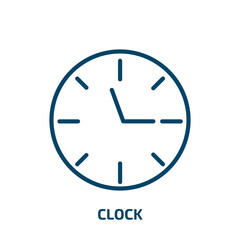 Poster - clock icon from blogger and influencer collection. Thin linear clock, business, watch outline icon isolated on white background. Line vector clock sign, symbol for web and mobile