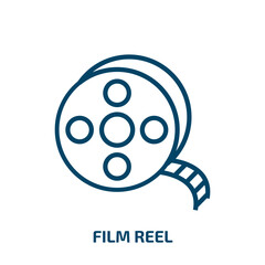 Poster - film reel icon from blogger and influencer collection. Thin linear film reel, tv, movie outline icon isolated on white background. Line vector film reel sign, symbol for web and mobile