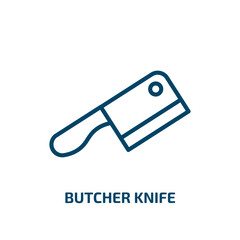 Poster - butcher knife icon from bistro and restaurant collection. Thin linear butcher knife, kitchen, food outline icon isolated on white background. Line vector butcher knife sign, symbol for web and mobile