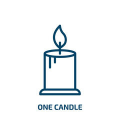 Sticker - one candle icon from beauty collection. Thin linear one candle, cake, holiday outline icon isolated on white background. Line vector one candle sign, symbol for web and mobile