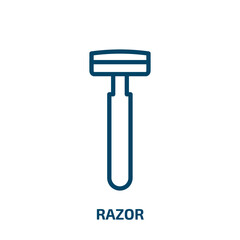 Poster - razor icon from beauty collection. Thin linear razor, hair, hygiene outline icon isolated on white background. Line vector razor sign, symbol for web and mobile