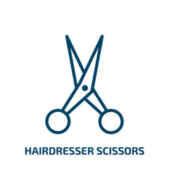 Poster - hairdresser scissors icon from beauty collection. Thin linear hairdresser scissors, scissor, separation outline icon isolated on white background. Line vector hairdresser scissors sign, symbol for web