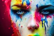 © Frederic Mouniguet/Wirestock Creators - Digital illustration of woman's face with colorful multicolor splash of thick gooey paint