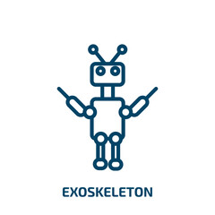 Poster - exoskeleton icon from artificial intellegence and future technology collection. Thin linear exoskeleton, technology, future outline icon isolated on white background. Line vector exoskeleton sign,