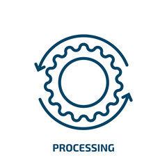 Poster - processing icon from artificial intellegence and future technology collection. Thin linear processing, business, development outline icon isolated on white background. Line vector processing sign,