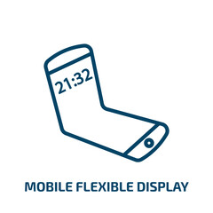 Poster - mobile flexible display icon from artificial intellegence and future technology collection. Thin linear mobile flexible display, screen, flexible outline icon isolated on white background. Line vector