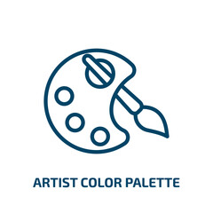 Poster - artist color palette icon from art collection. Thin linear artist color palette, palette, artist outline icon isolated on white background. Line vector artist color palette sign, symbol for web and