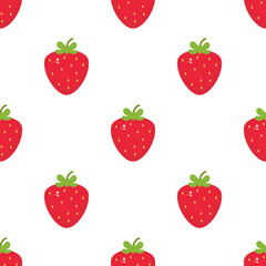 Wall Mural - Strawberry Seamless Pattern Vector. Kids illustration for nursery design. Fruit pattern for baby clothes, wrapping paper