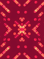 Aufkleber - Three dimensional lines and dots with a trendy gradient. 3d rendering kaleidoscopic pattern digital illustration
