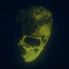 Aufkleber - 3d rendering digital illustration of the pattern of glowing colorful dots in the shape of the skull