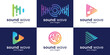 © Royin - collection of logo designs Pulse music player logo elements Electronic music logo template, equalizer, shop, audio wave logo concept.
