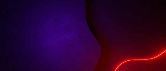 Poster - Violet Dynamic Shape Abstract Minimal Background with Red Light on the Edge Smooth Grungy Texture. 3D  Illustration