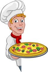 Canvas Print - Pizza Chef Cartoon