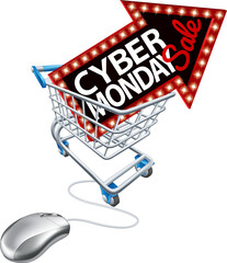 Wall Mural - Cyber Monday Sale Online Shopping Trolley Mouse