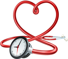 Sticker - Stethoscope Clock Heart Concept