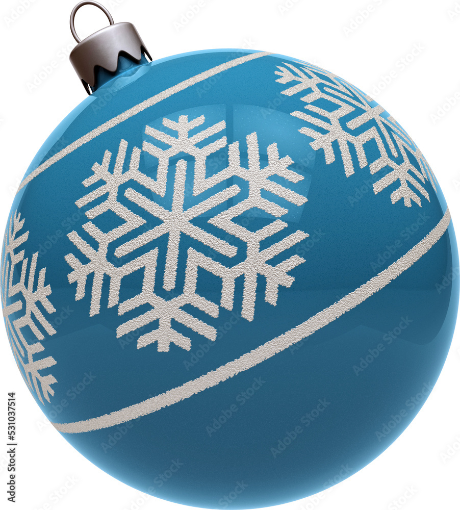 Blue retro Christmas ornament with snowflake design isolated on ...