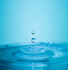 Wall Mural - Falling drops of pure blue water in macro
