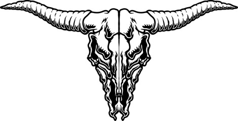 Wall Mural - illustration of buffalo skull isolated on white background. design element for poster, card, banner,