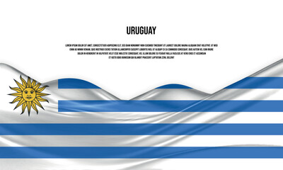 Wall Mural - Uruguay flag design. Waving Uruguay flag made of satin or silk fabric. Vector Illustration.