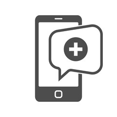 Telemedicine graphic icon. Medical consultation online symbol. Medical care by mobile phone sign isolated on white background. Vector illustration