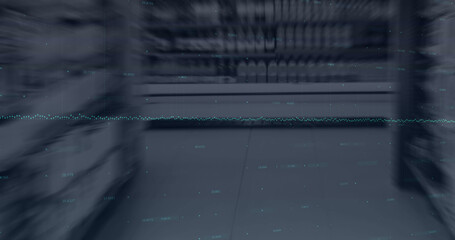 Poster - Image of globe and data processing over empty premises interiors