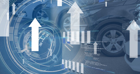 Poster - Image of scopes scanning and data processing over cars