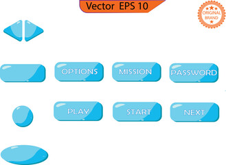 Wall Mural - Interface buttons set for space games or apps. Vector illustration. Easy to edit. Button color blue border for game style. Transparent background