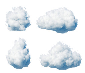 Wall Mural - 3d render, abstract clouds and cumulus clip art isolated on transparent background, sky elements