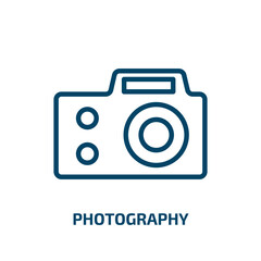 Poster - photography icon from outdoor activities collection. Thin linear photography, camera, film outline icon isolated on white background. Line vector photography sign, symbol for web and mobile