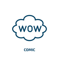 Poster - comic icon from activity and hobbies collection. Thin linear comic, retro, cloud outline icon isolated on white background. Line vector comic sign, symbol for web and mobile