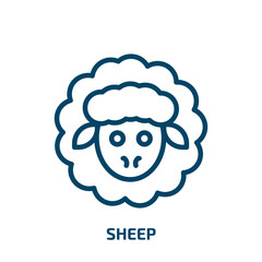 Poster - sheep icon from agriculture farming and gardening collection. Thin linear sheep, animal, cute outline icon isolated on white background. Line vector sheep sign, symbol for web and mobile