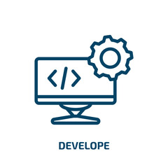 Poster - develope icon from computer collection. Thin linear develope, business, project outline icon isolated on white background. Line vector develope sign, symbol for web and mobile