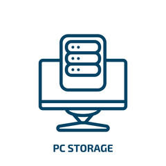 Poster - pc storage icon from computer collection. Thin linear pc storage, pc, storage outline icon isolated on white background. Line vector pc storage sign, symbol for web and mobile
