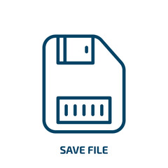 Poster - save file icon from computer collection. Thin linear save file, document, save outline icon isolated on white background. Line vector save file sign, symbol for web and mobile