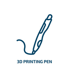 Poster - 3d printing pen icon from computer collection. Thin linear 3d printing pen, pen, model outline icon isolated on white background. Line vector 3d printing pen sign, symbol for web and mobile
