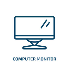Poster - computer monitor icon from computer collection. Thin linear computer monitor, screen, monitor outline icon isolated on white background. Line vector computer monitor sign, symbol for web and mobile
