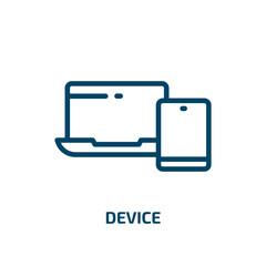 Poster - device icon from computer collection. Thin linear device, computer, technology outline icon isolated on white background. Line vector device sign, symbol for web and mobile