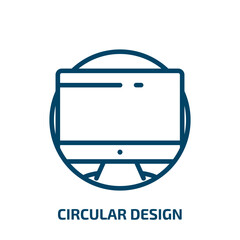 Poster - circular design icon from computer collection. Thin linear circular design, emblem, 100 outline icon isolated on white background. Line vector circular design sign, symbol for web and mobile
