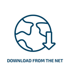 Poster - download from the net icon from computer collection. Thin linear download from the net, network, download outline icon isolated on white background. Line vector download from the net sign, symbol for