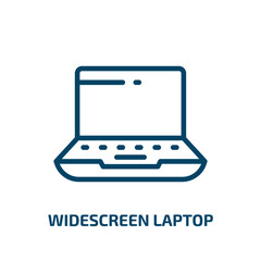 Poster - widescreen laptop icon from computer collection. Thin linear widescreen laptop, screen, laptop outline icon isolated on white background. Line vector widescreen laptop sign, symbol for web and mobile