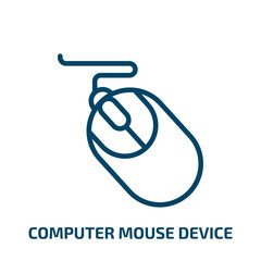 Poster - computer mouse device icon from computer collection. Thin linear computer mouse device, computer, laptop outline icon isolated on white background. Line vector computer mouse device sign, symbol for