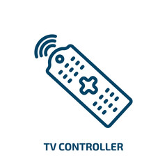 Aufkleber - tv controller icon from computer collection. Thin linear tv controller, tv, controller outline icon isolated on white background. Line vector tv controller sign, symbol for web and mobile